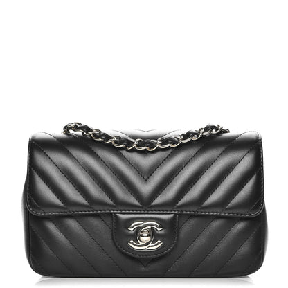 Chanel Lambskin Chevron Quilted Mini Rectangular Flap Black 1 of 8