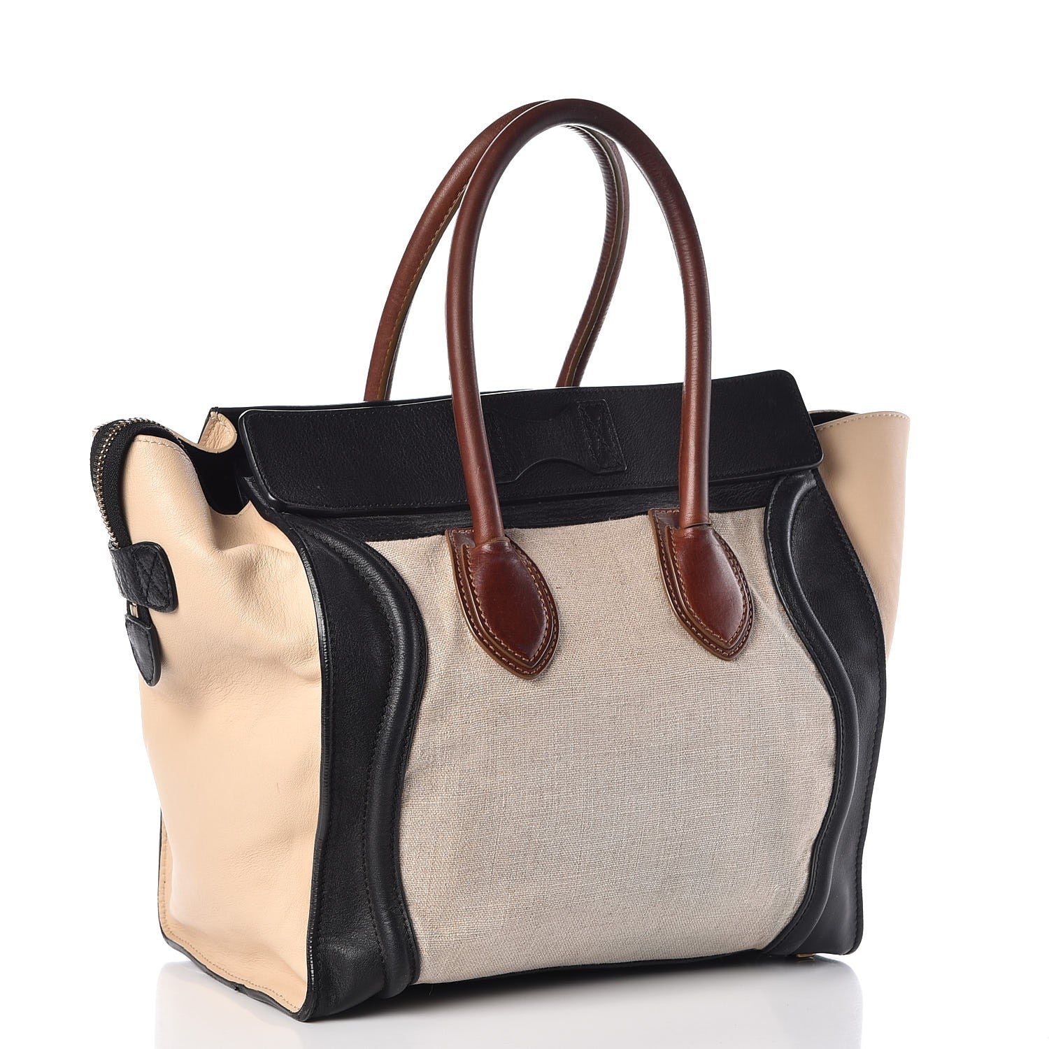 Celine Calfskin Linen Mini Tri-Color Luggage Beige 3 of 11