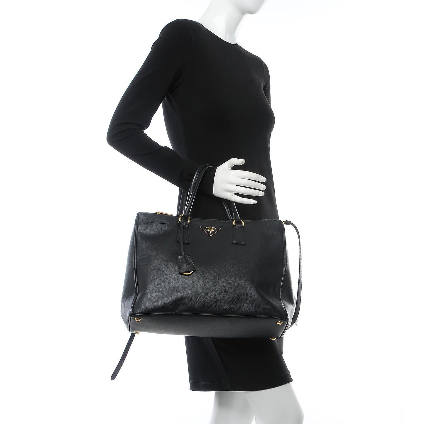 Saffiano Large Galleria Double Zip Tote Black