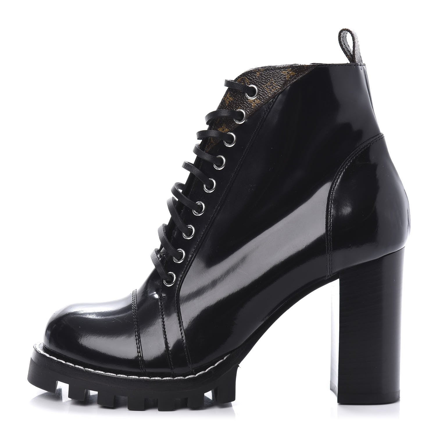 Louis Vuitton Patent Calfskin Monogram Star Trail Ankle Boots 40 Black 1 of 7