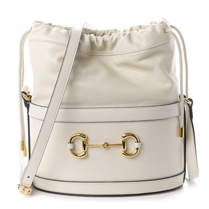 Gucci Azalea Sakai Calfskin Horsebit 1955 Drawstring Bucket Bag Mystic White 1 of 11