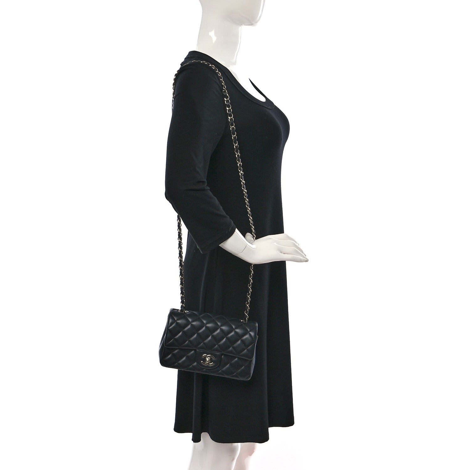 Chanel Lambskin Quilted Mini Rectangular Flap Black 2 of 11