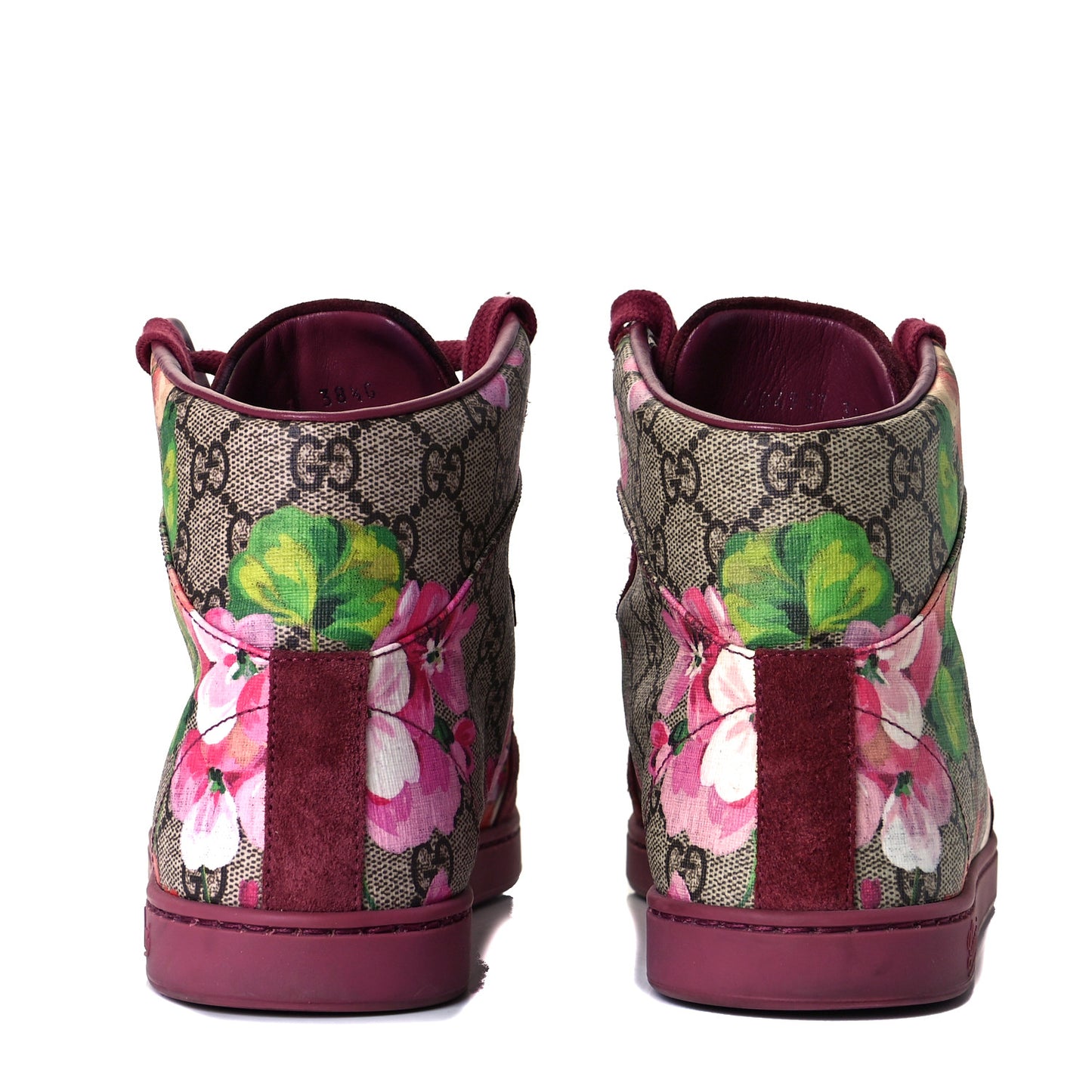GG Supreme Monogram Blooms Womens High Top Sneakers 38.5 Beige Multicolor Dry Rose