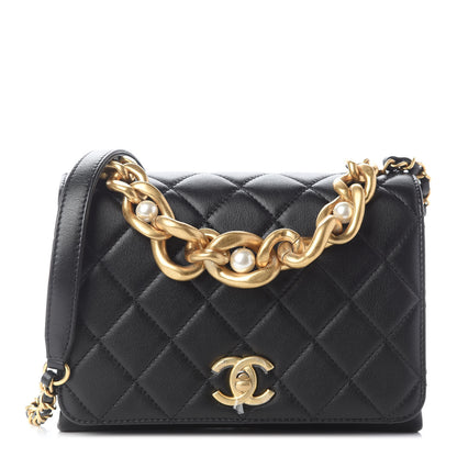 Chanel Calfskin Quilted Pearl Jewel Chain Flap Black 1 of 8