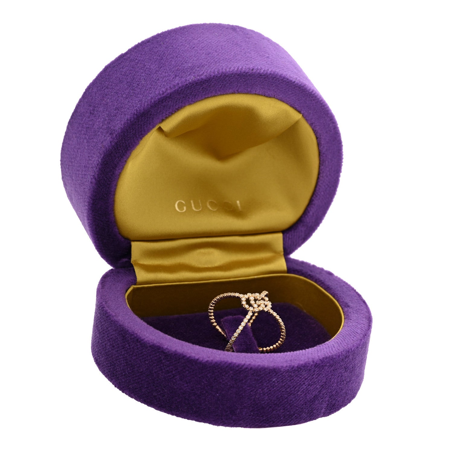 Gucci 18K Yellow Gold Diamond GG Running X Ring 54 6.75 5 of 5