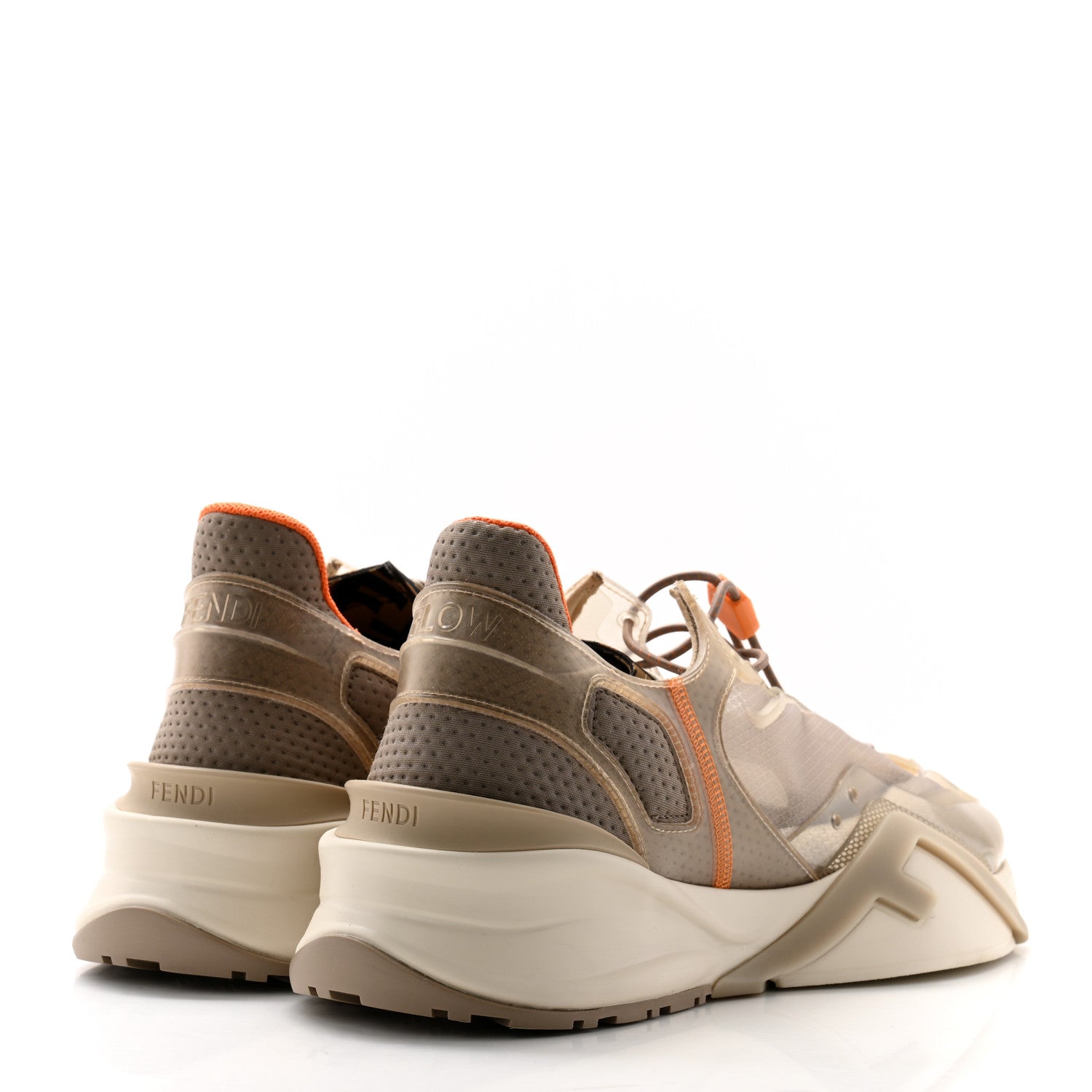 Fendi Fabric Calfskin Rubber Transparent Mens Fendi Flow Low Top Sneakers 12 Beige Tartufo 4 of 11