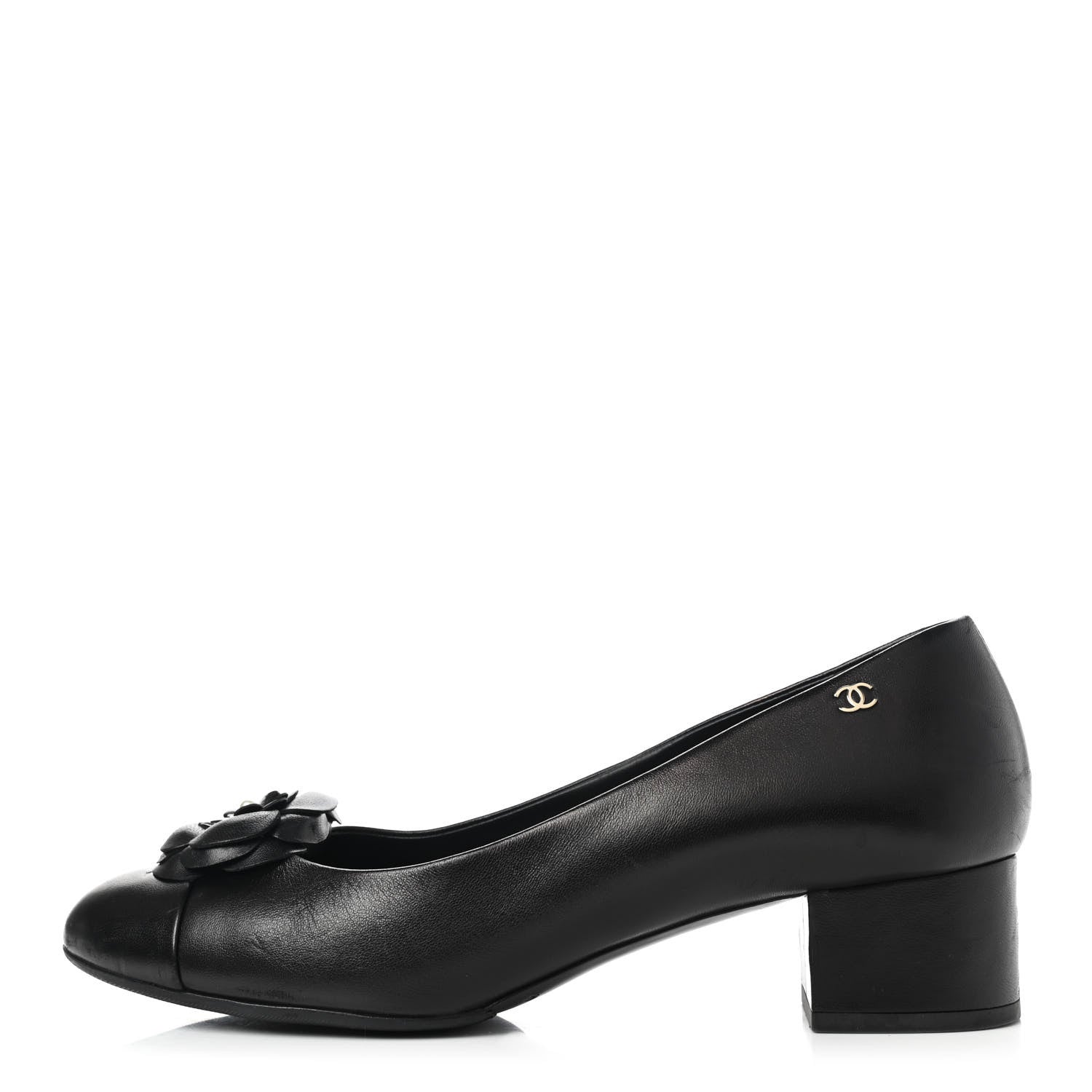Chanel Lambskin Pearl Camellia Cap Toe Pumps 41 Black 1 of 14