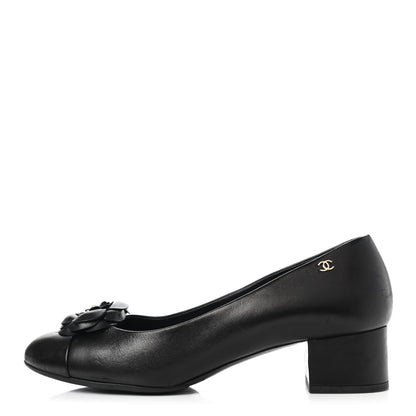 Chanel Lambskin Pearl Camellia Cap Toe Pumps 41 Black 1 of 14
