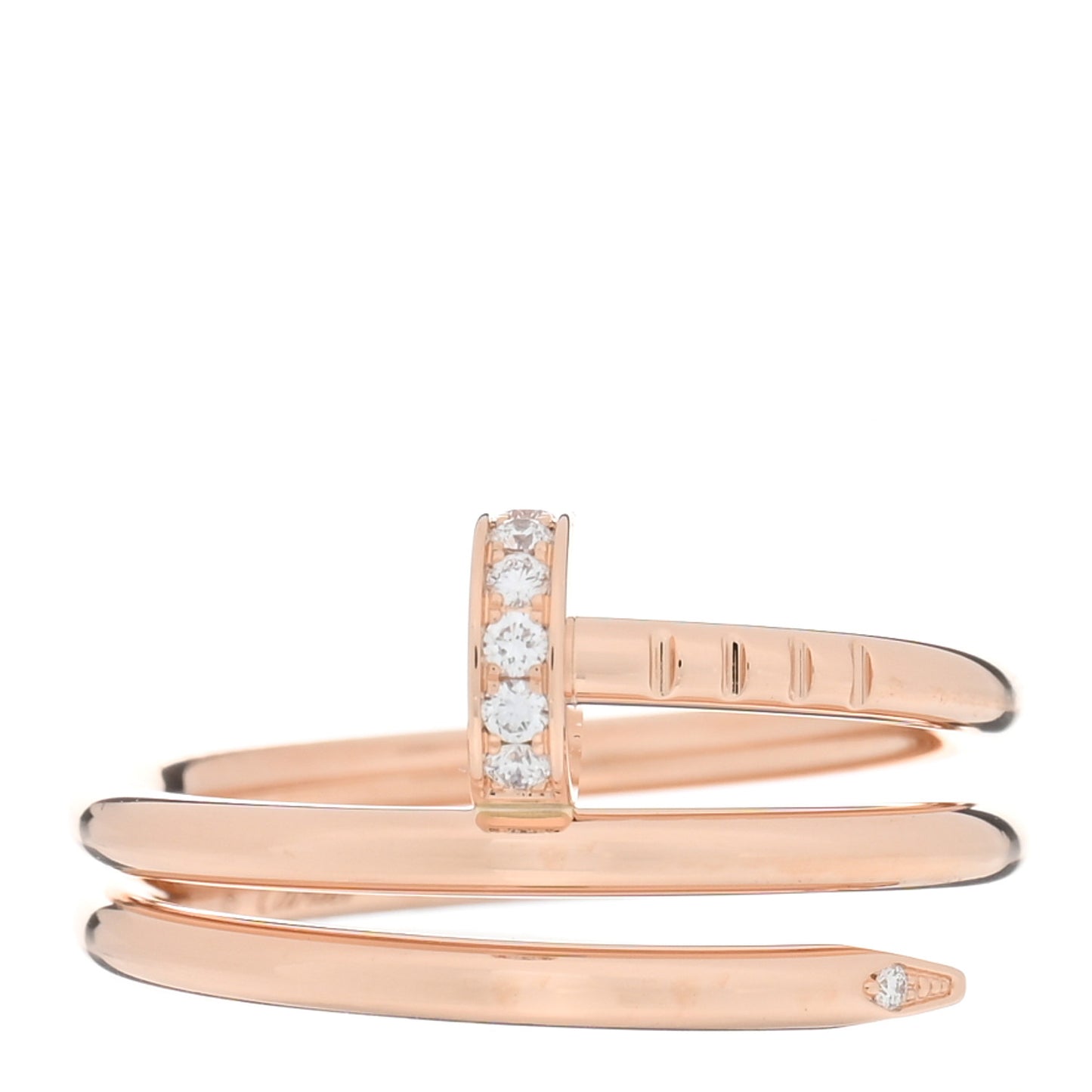 18K Pink Gold Diamond Double Juste Un Clou Ring 48 4.5