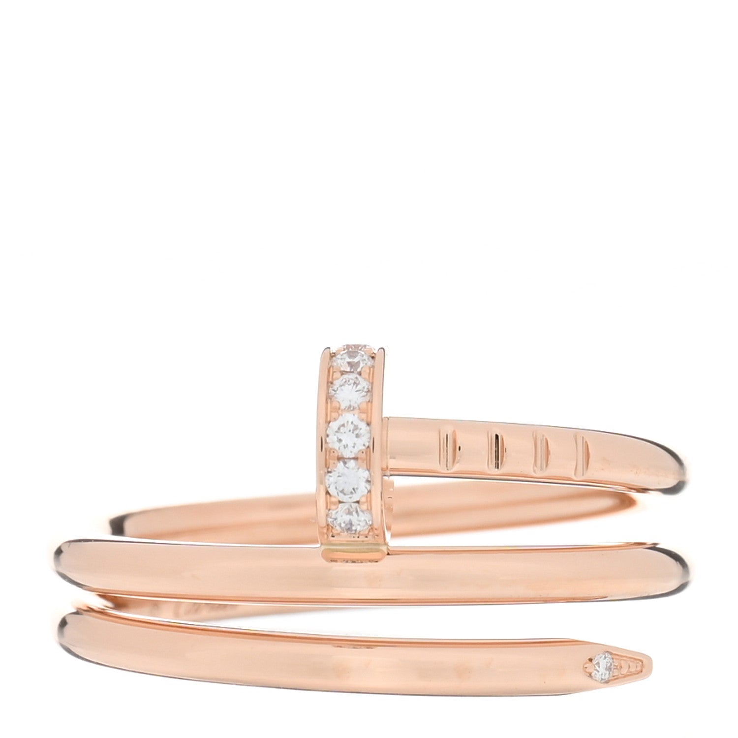 Cartier 18K Pink Gold Diamond Double Juste Un Clou Ring 48 4.5 1 of 5
