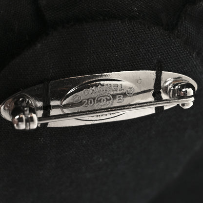 Chanel Tweed Camellia CC Pin Brooch Grey 3 of 4
