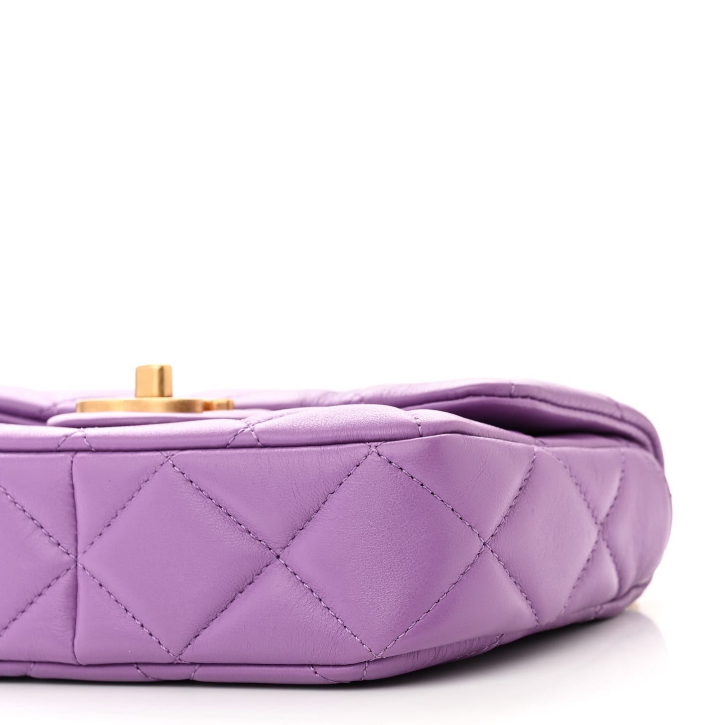 Lambskin Enamel Quilted Mini Pending CC Square Flap Purple