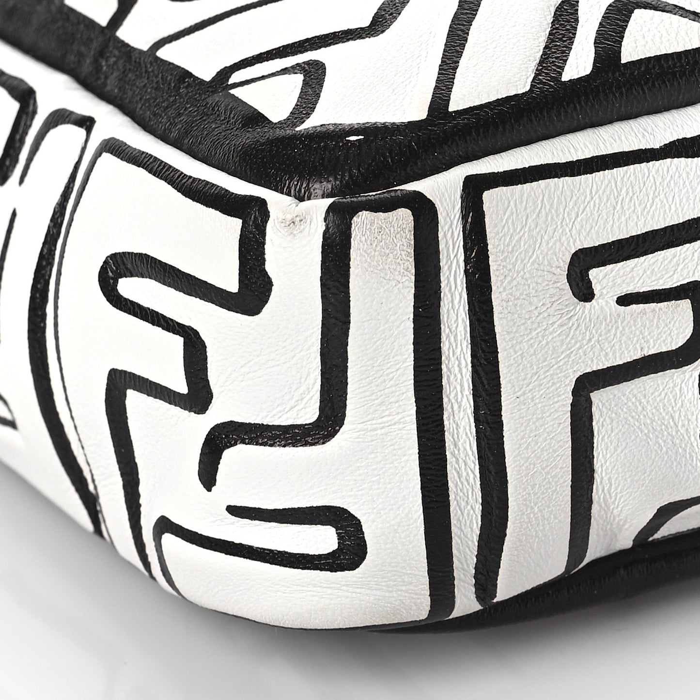 X JOSHUA VIDES Nappa FF Embossed Baguette White Black