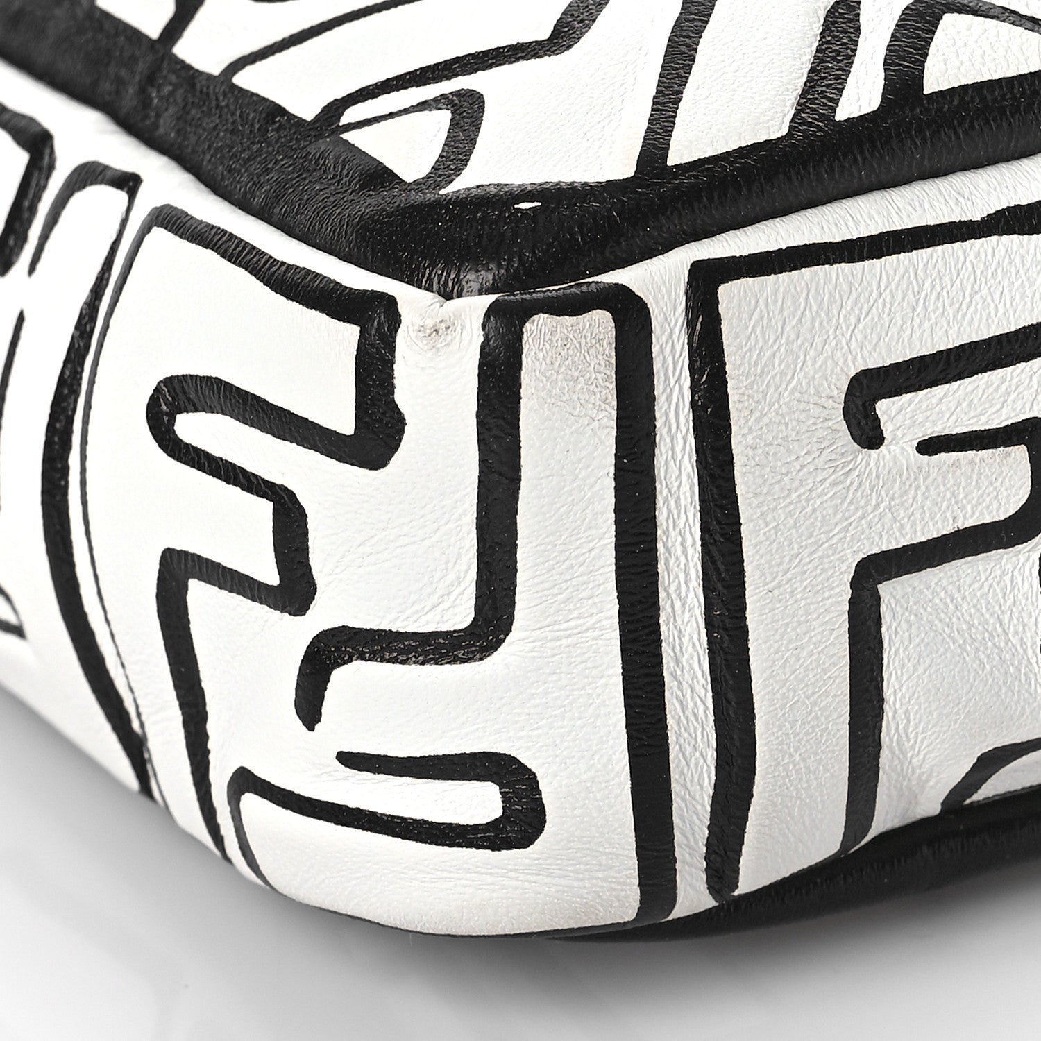 Fendi X JOSHUA VIDES Nappa FF Embossed Baguette White Black 7 of 9