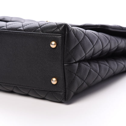 Chanel Caviar Lizard Quilted Large Coco Handle Flap Black 9 of 10