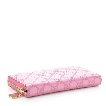 Gucci Metallic Soft Guccissima Heart Zip Around Wallet Fresia Rose 4 of 10