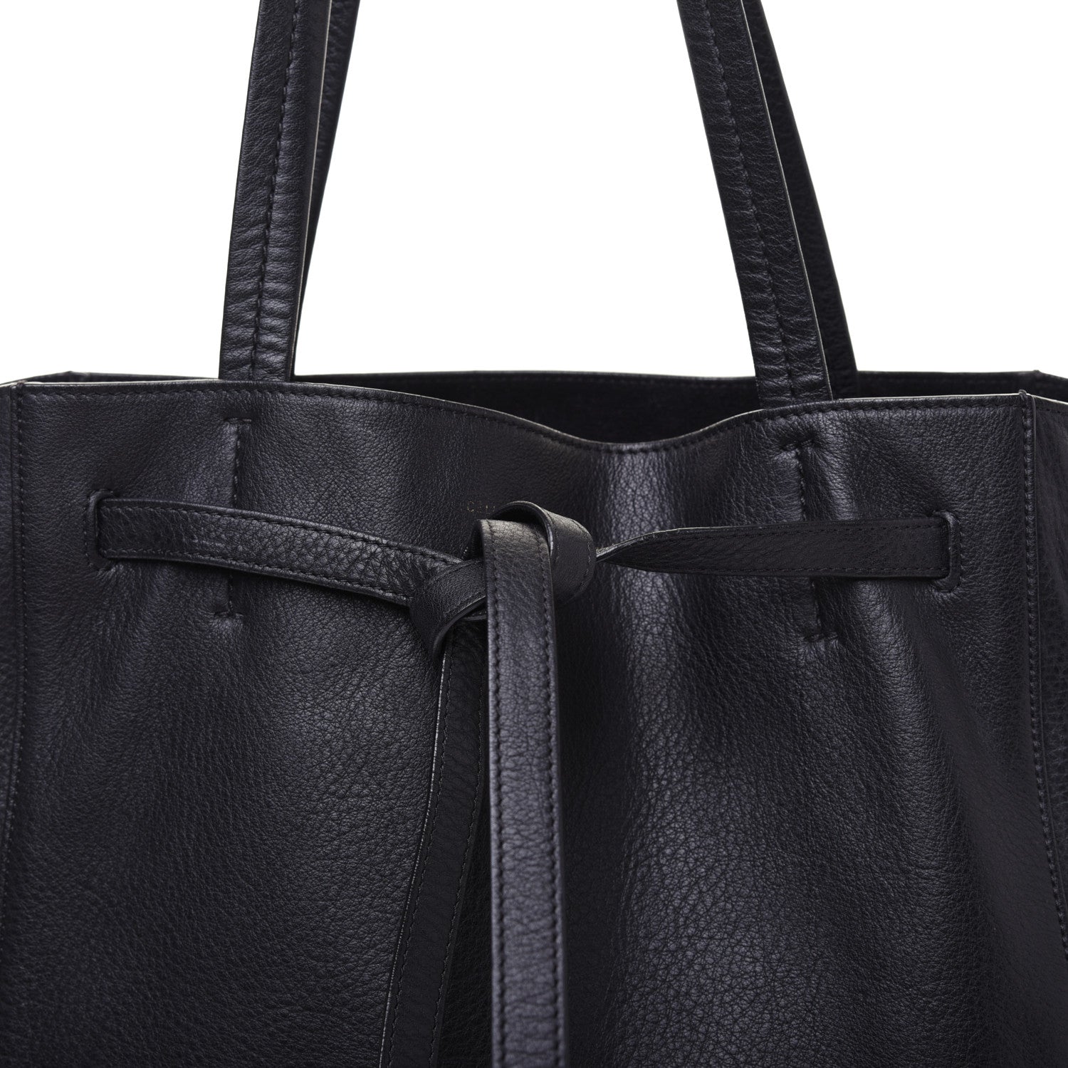 Celine Soft Grained Calfskin Small Belt Cabas Phantom Black 18 of 20