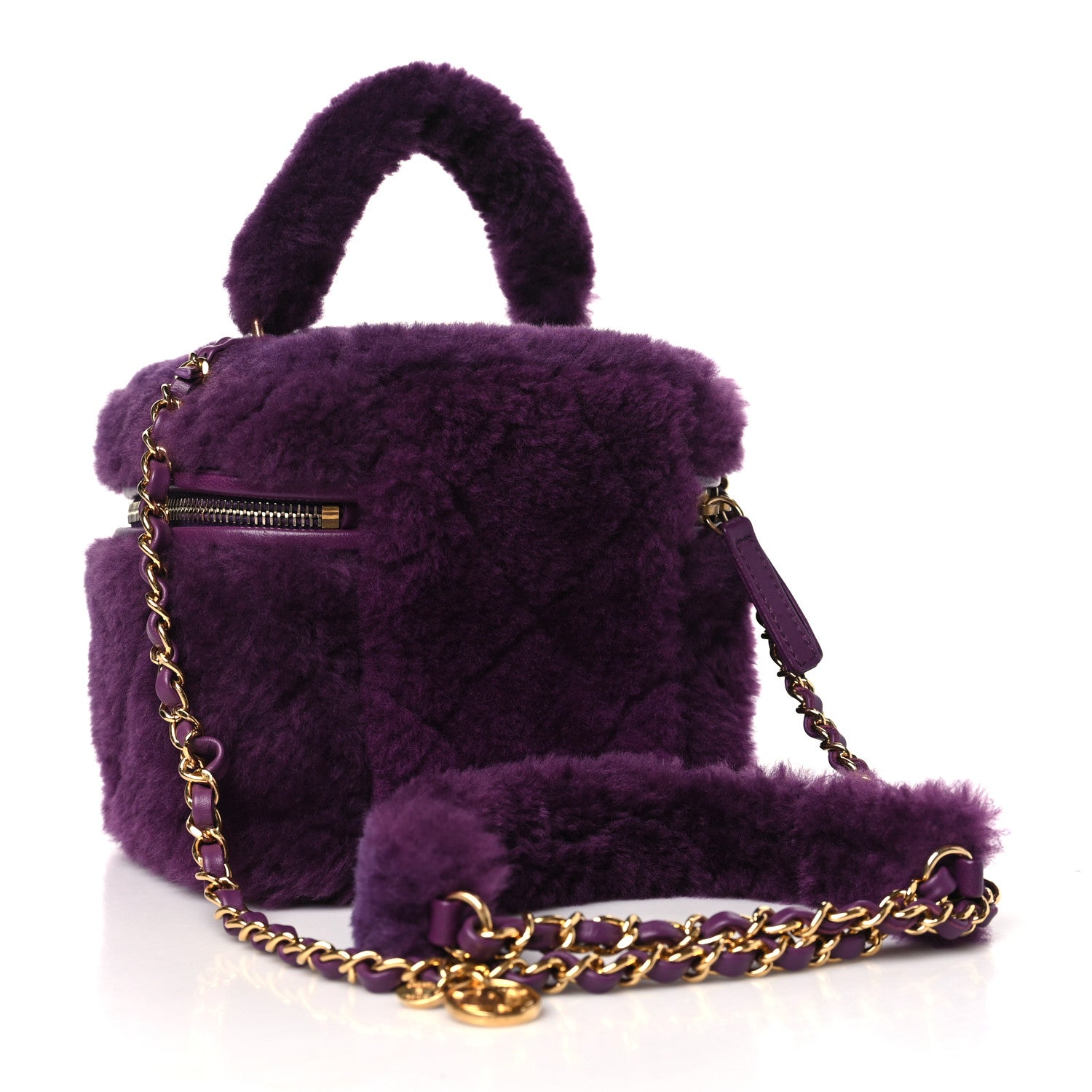 Chanel Shearling Lambskin Quilted Small Vanity Case Purple 4 of 11