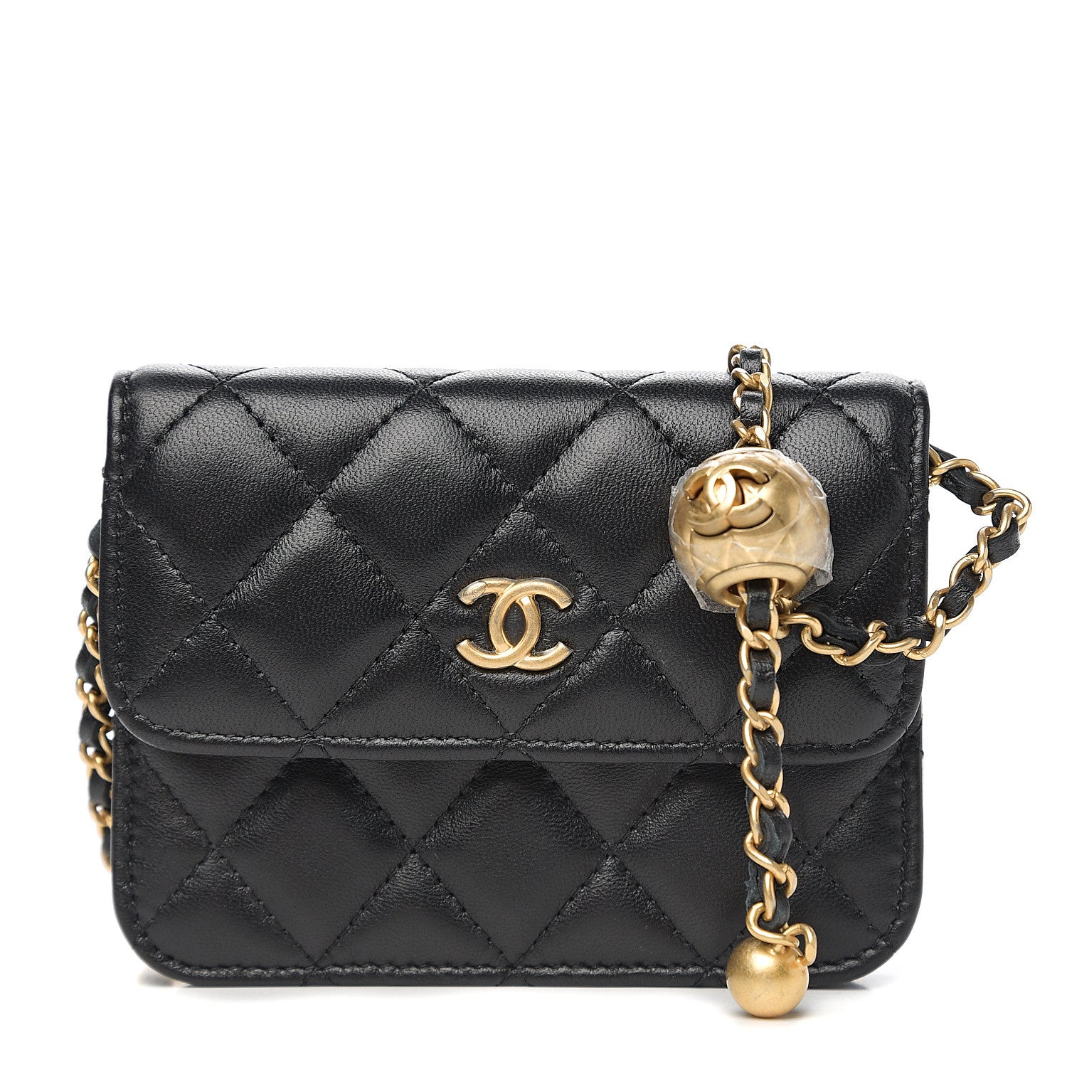 Chanel Lambskin Quilted Pearl Crush Clutch With Chain Black 1 of 8