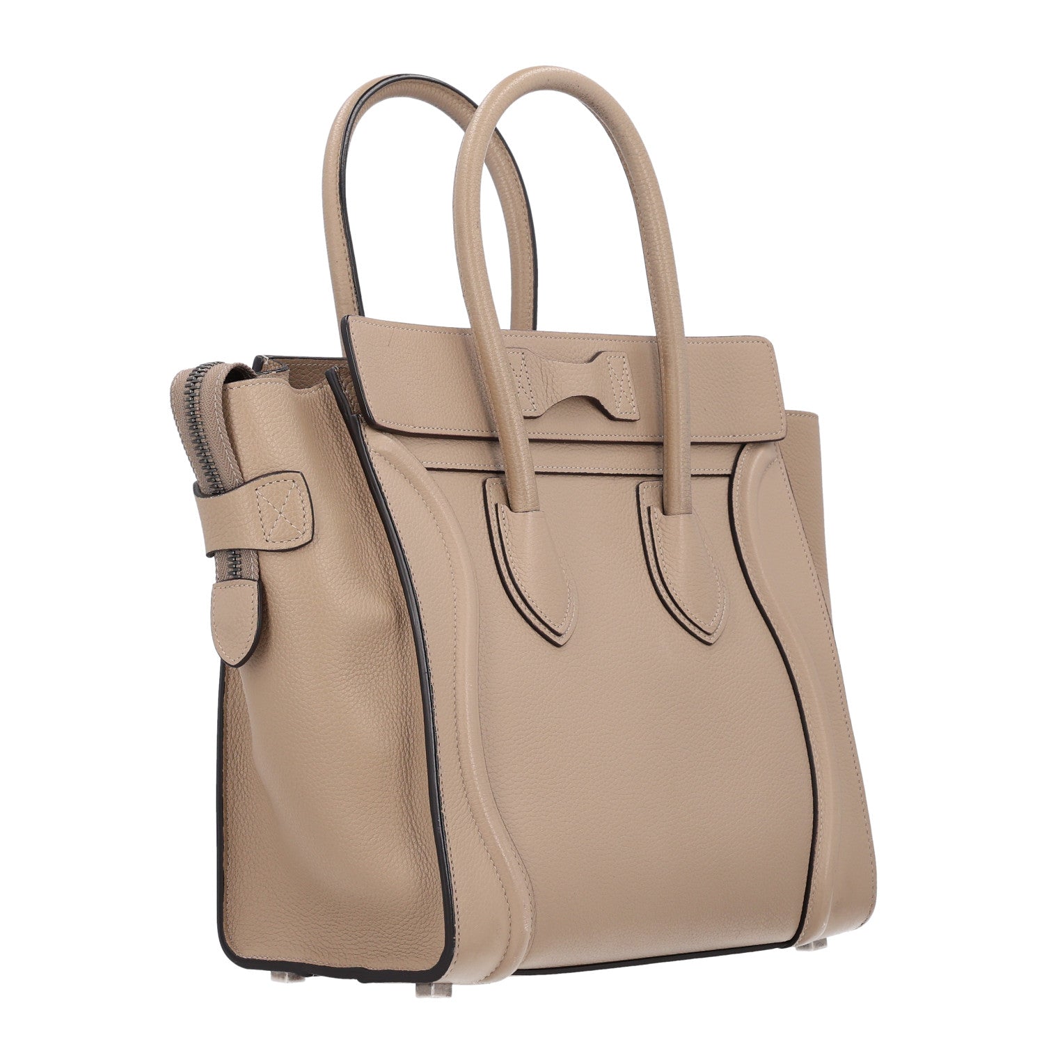 Celine Drummed Calfskin Micro Luggage Dune 3 of 10