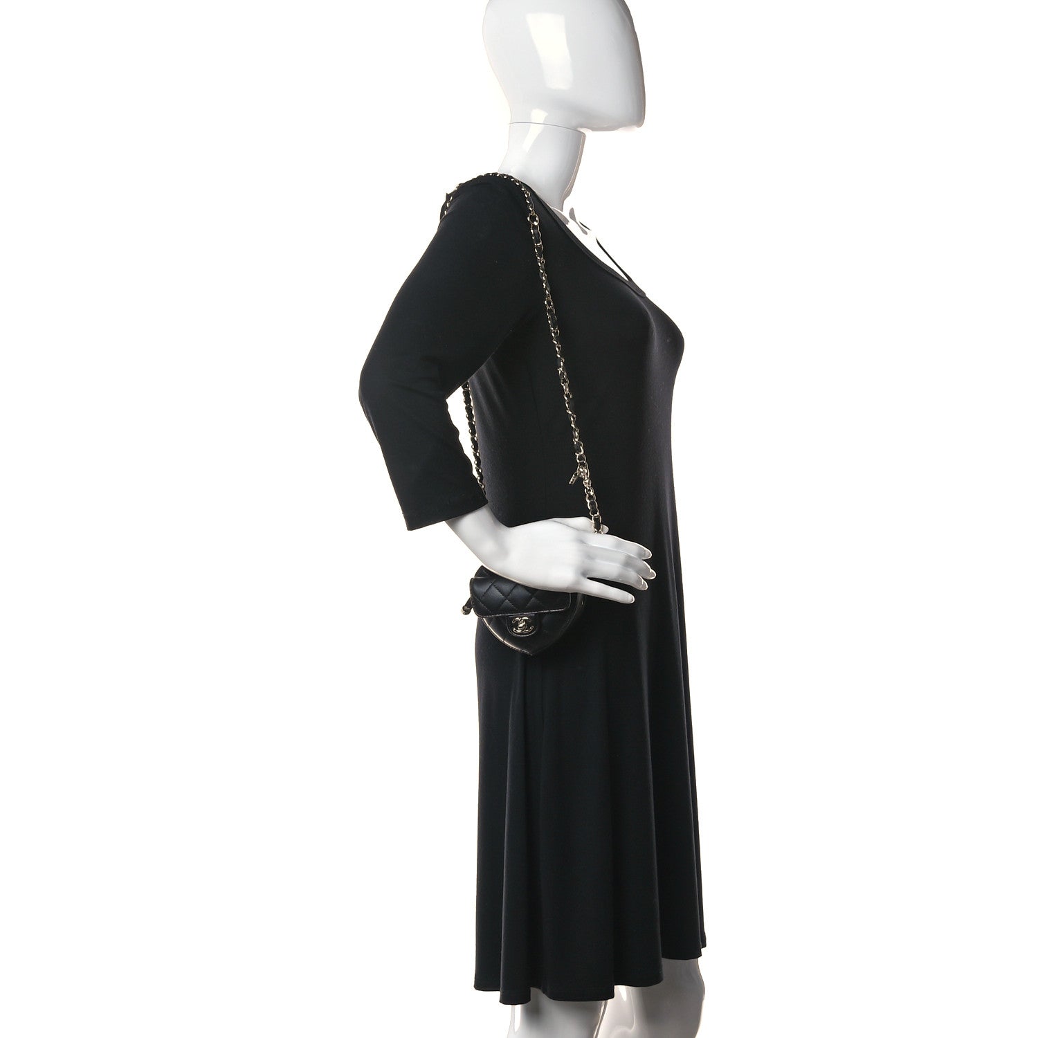 Chanel Lambskin Quilted CC In Love Heart Waist Belt Bag With Chain Black 2 of 10