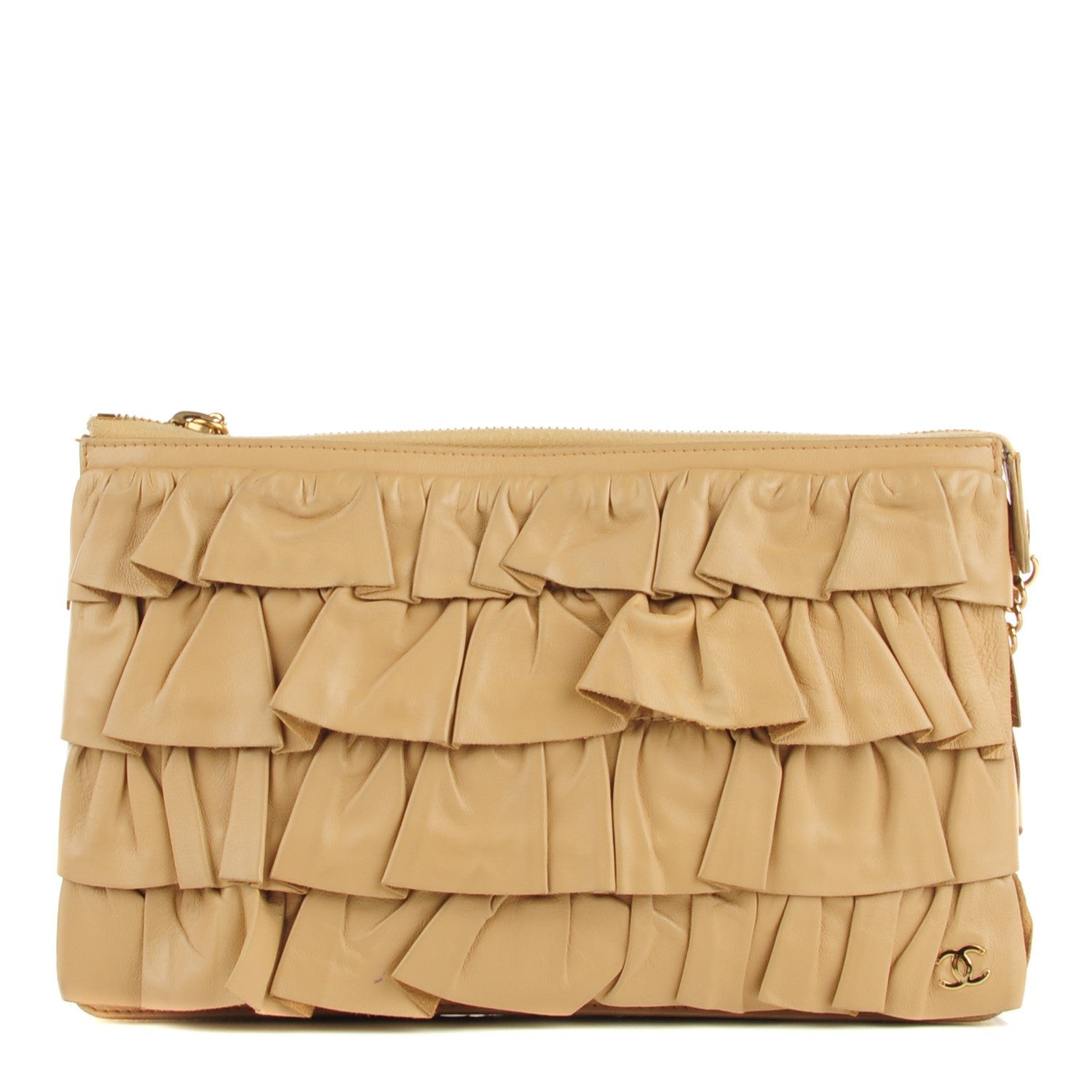 Chanel Lambskin Ruffle Evening Bag Beige Clair 1 of 7