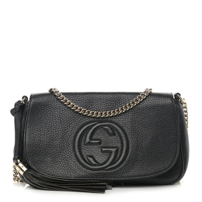 Gucci Pebbled Calfskin Medium Soho Flap Crossbody Black 1 of 18