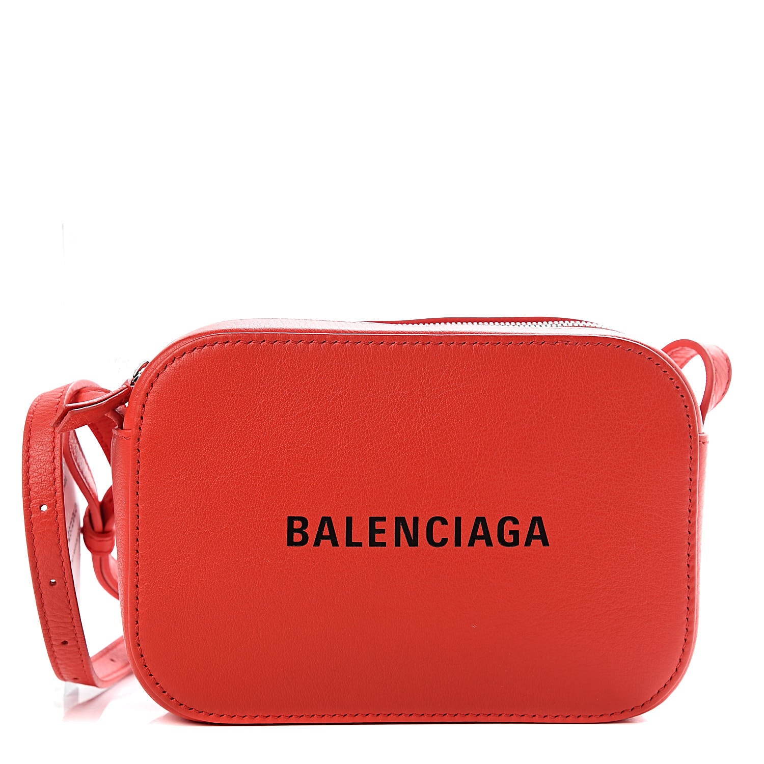 Balenciaga Smooth Calfskin Logo XS Everyday Camera Bag Vivid Red Black 1 of 9