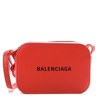 Balenciaga Smooth Calfskin Logo XS Everyday Camera Bag Vivid Red Black 1 of 9