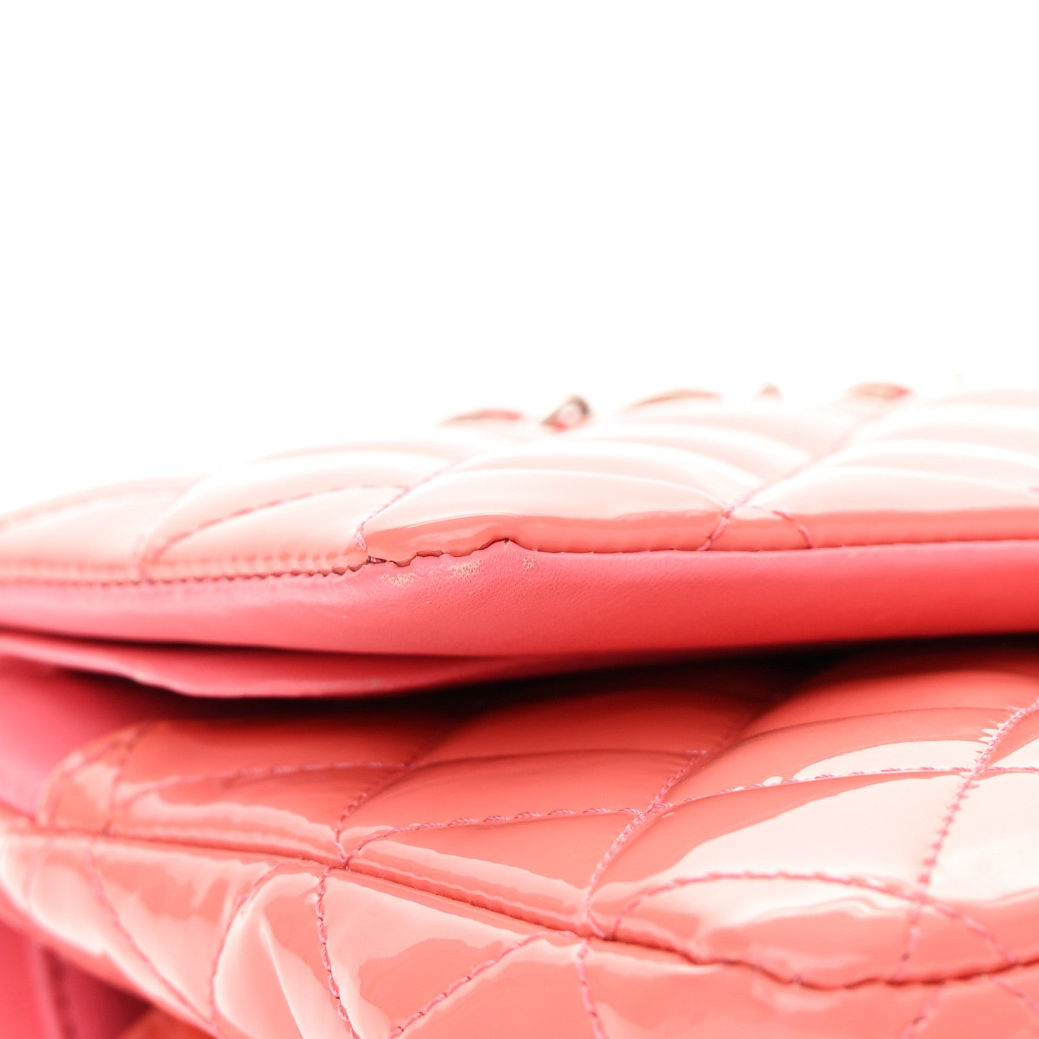 Chanel Patent Quilted Medium Double Flap Coral 10 of 14