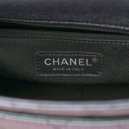 Chanel Iridescent Goatskin Quilted Small Double Carry Waist Chain Flap Purple 7 of 12