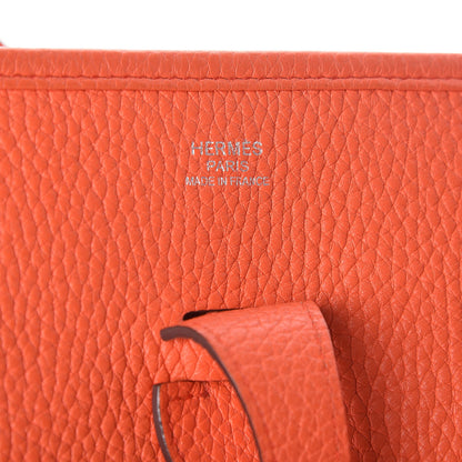 Hermes Taurillon Clemence Amazone Evelyne III PM Orange Poppy Bleu Saint Cyr 6 of 11