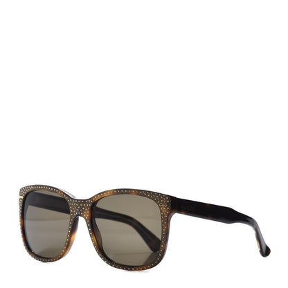 Gucci Rhinestone Acetate Square Sunglasses GG0047S Tortoise 1 of 8
