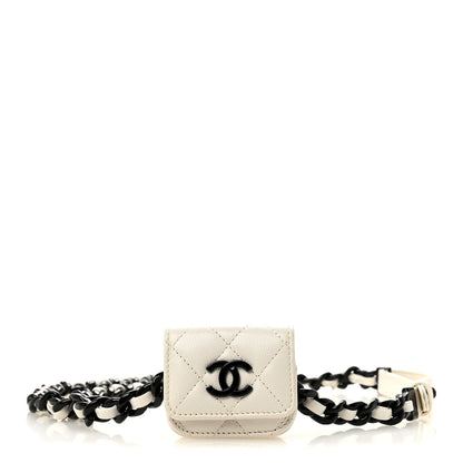Chanel Caviar Quilted My Everything Airpods Pro Holder Belt White 1 of 13