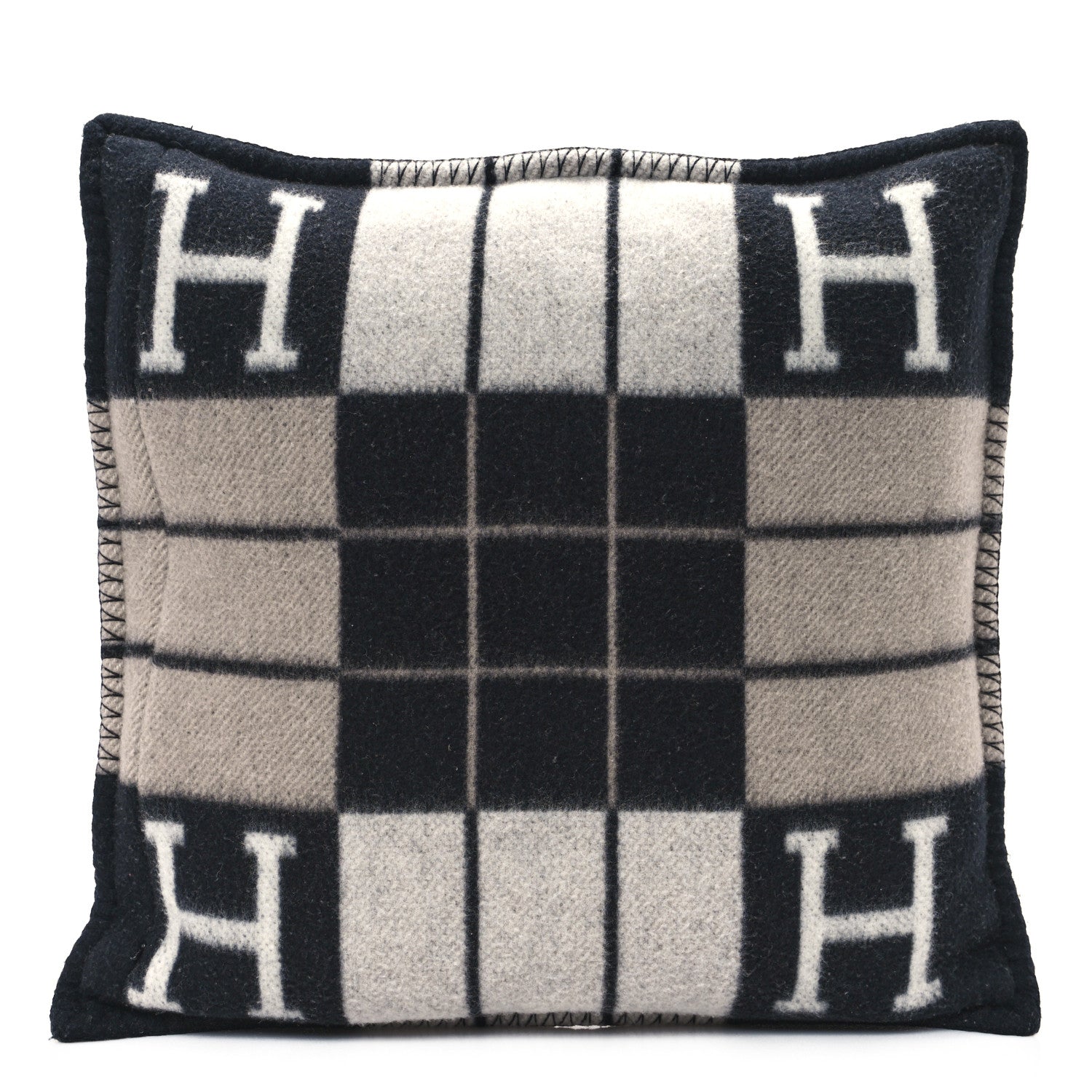 Hermes Wool Cashmere Avalon III Pillow PM Ecru Black 2 of 3