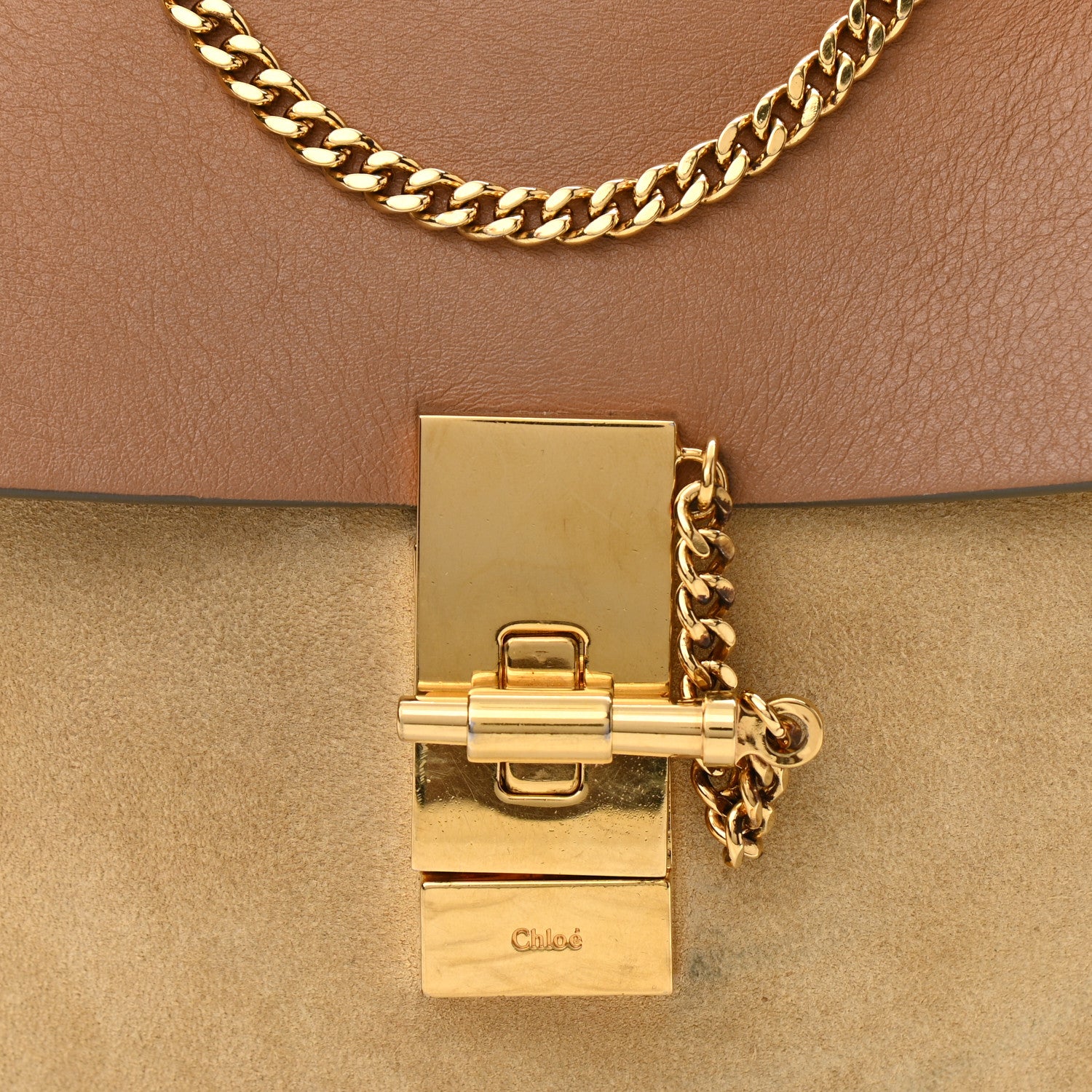 Chloe Suede Smooth Calfskin Drew Shoulder Bag Milky Coffee 7 of 12