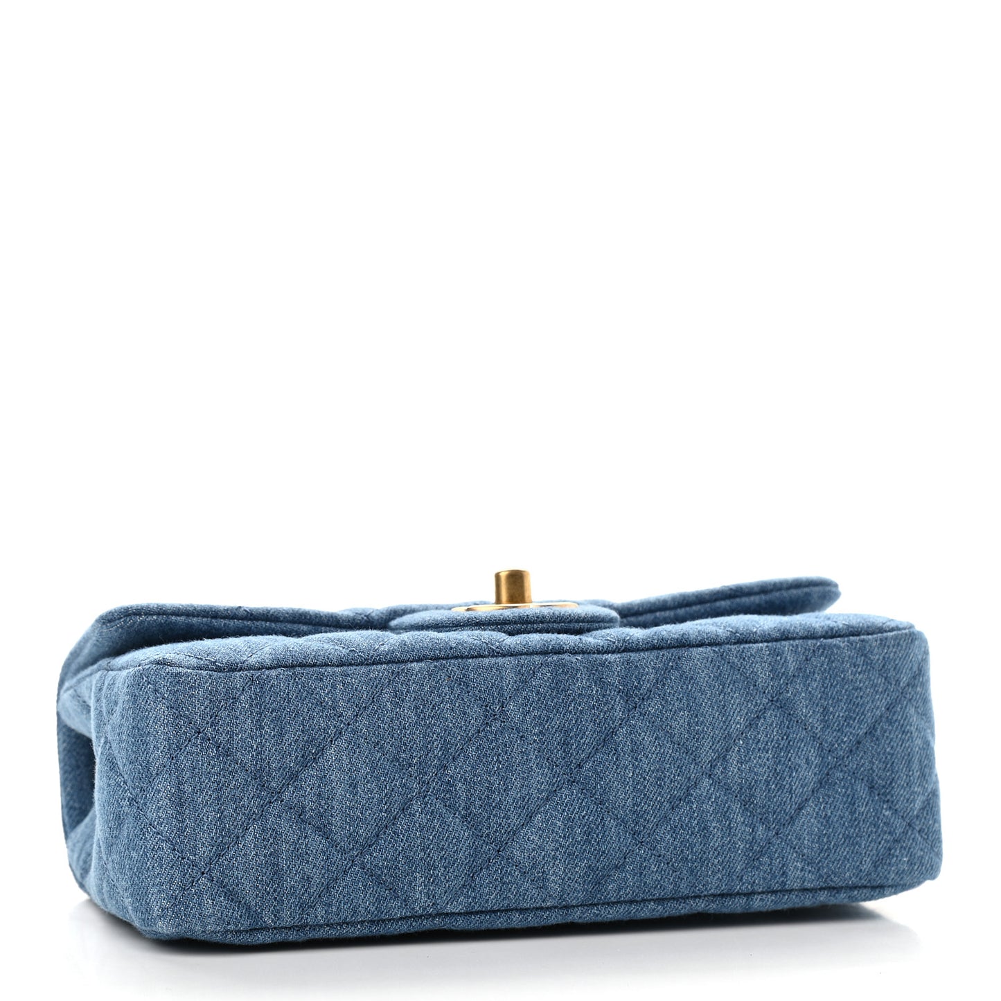 Denim Quilted Mini Pearl Crush Rectangular Flap Blue