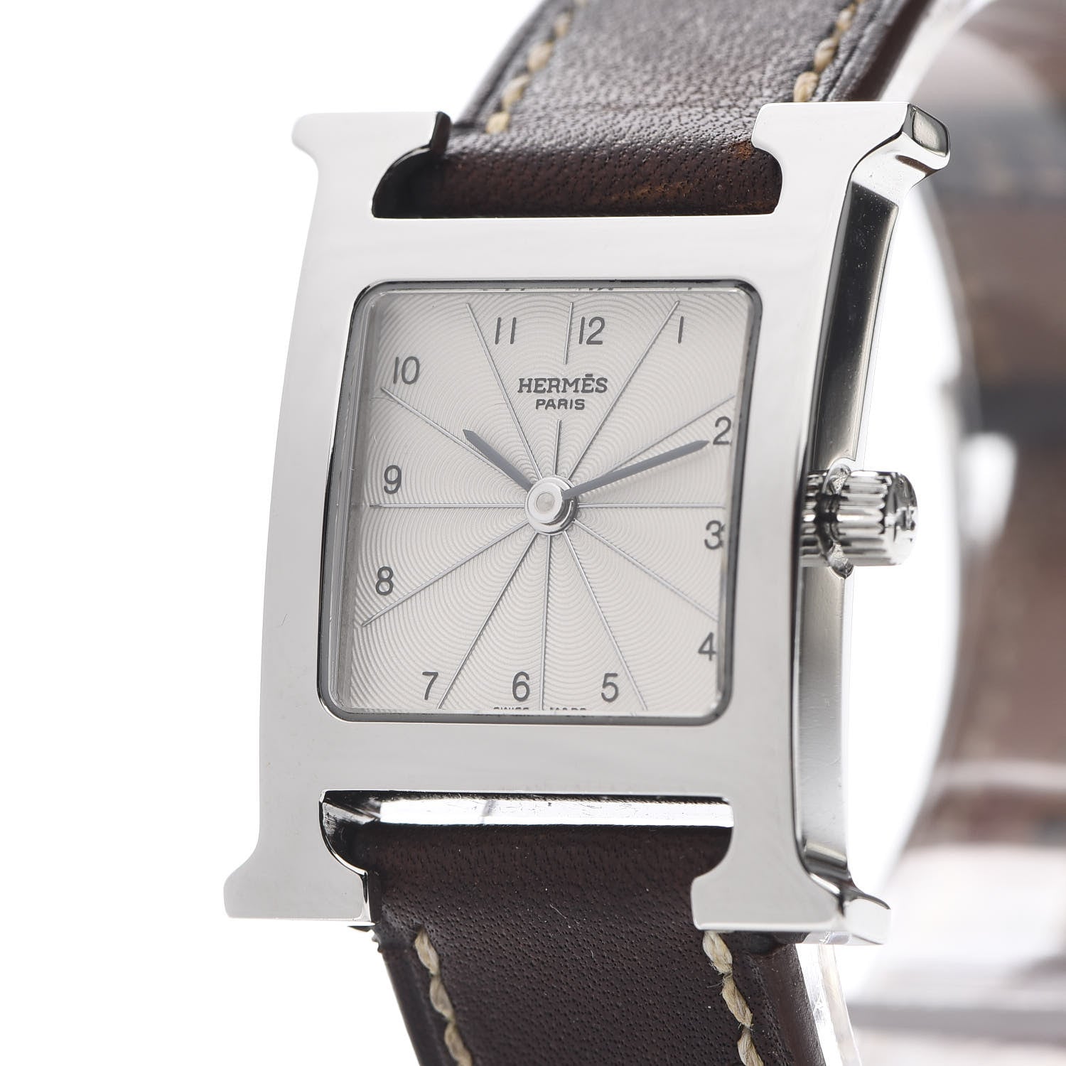 Hermes Stainless Steel Barenia 21mm Heure H Hour Quartz Watch Fauve 7 of 9