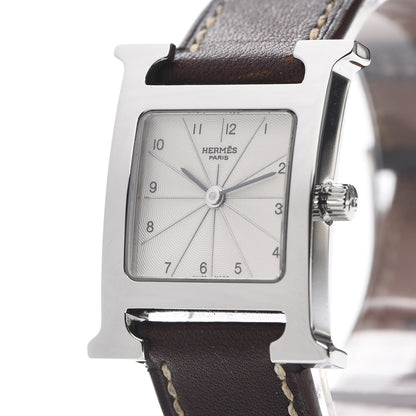 Hermes Stainless Steel Barenia 21mm Heure H Hour Quartz Watch Fauve 7 of 9