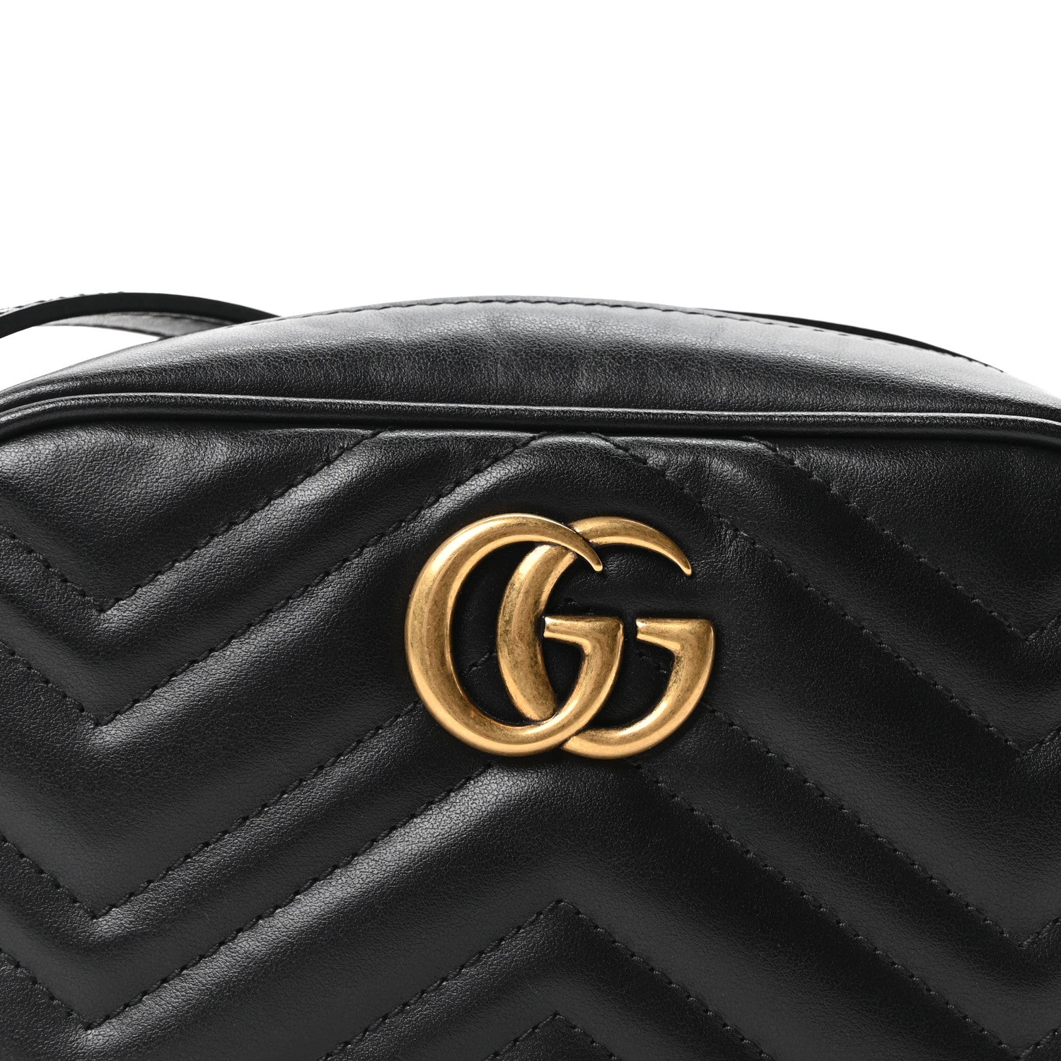 Gucci Calfskin Matelasse Mini GG Marmont Chain Shoulder Bag Black 8 of 11
