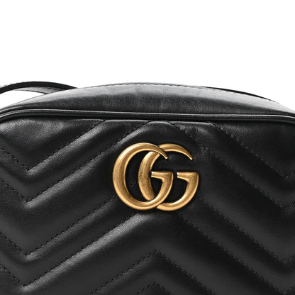 Gucci Calfskin Matelasse Mini GG Marmont Chain Shoulder Bag Black 8 of 11