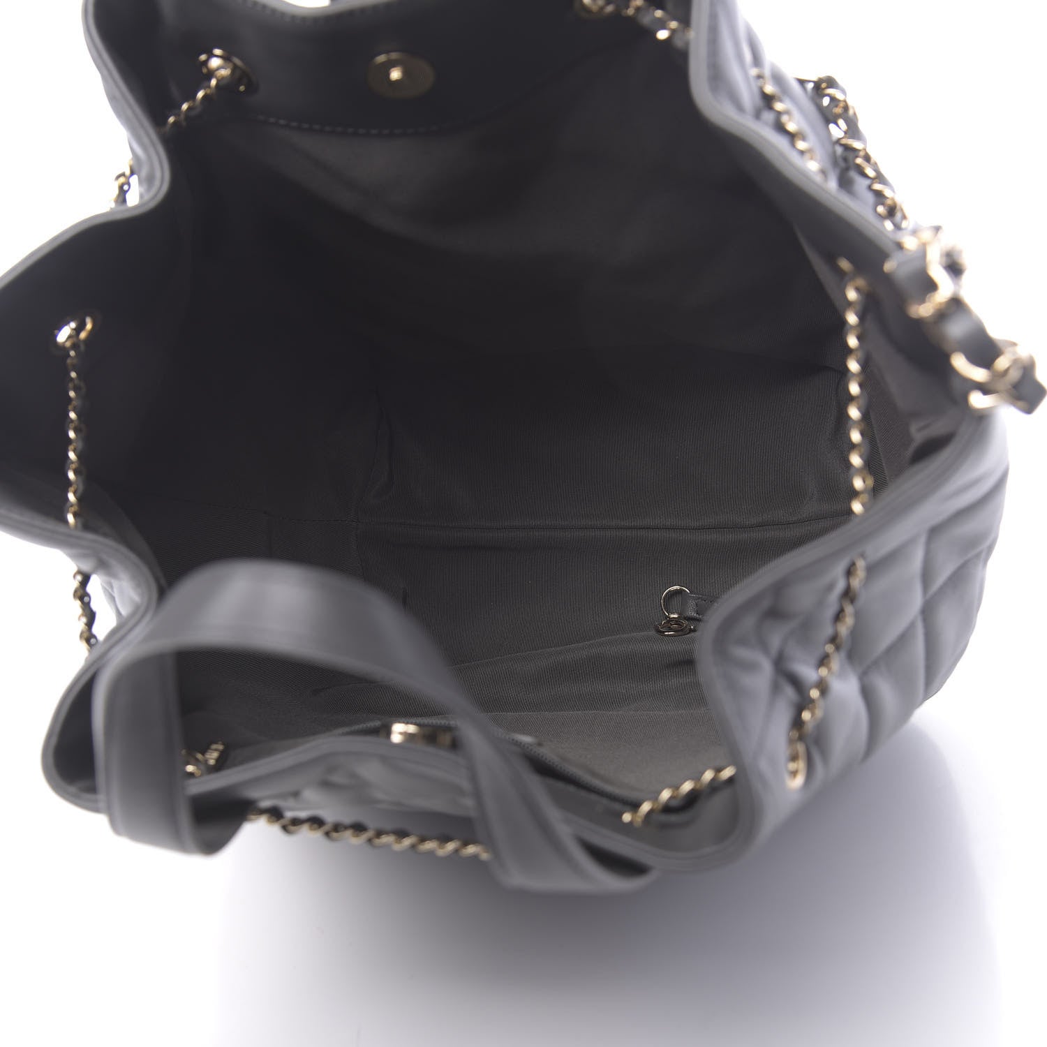 Chanel Lambskin Quilted CC Dweller Drawstring Tote Grey 5 of 11