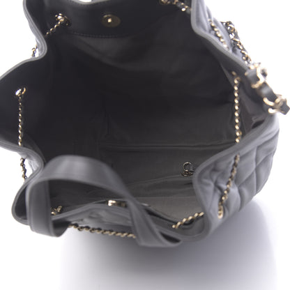Chanel Lambskin Quilted CC Dweller Drawstring Tote Grey 5 of 11