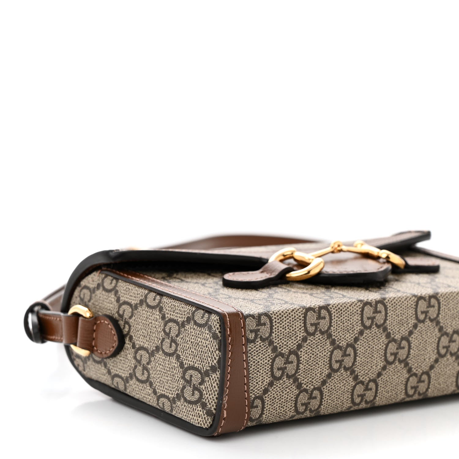Gucci GG Supreme Monogram Mini Horsebit 1955 Shoulder Bag Beige Brown Sugar 9 of 12