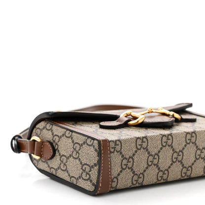 Gucci GG Supreme Monogram Mini Horsebit 1955 Shoulder Bag Beige Brown Sugar 9 of 12
