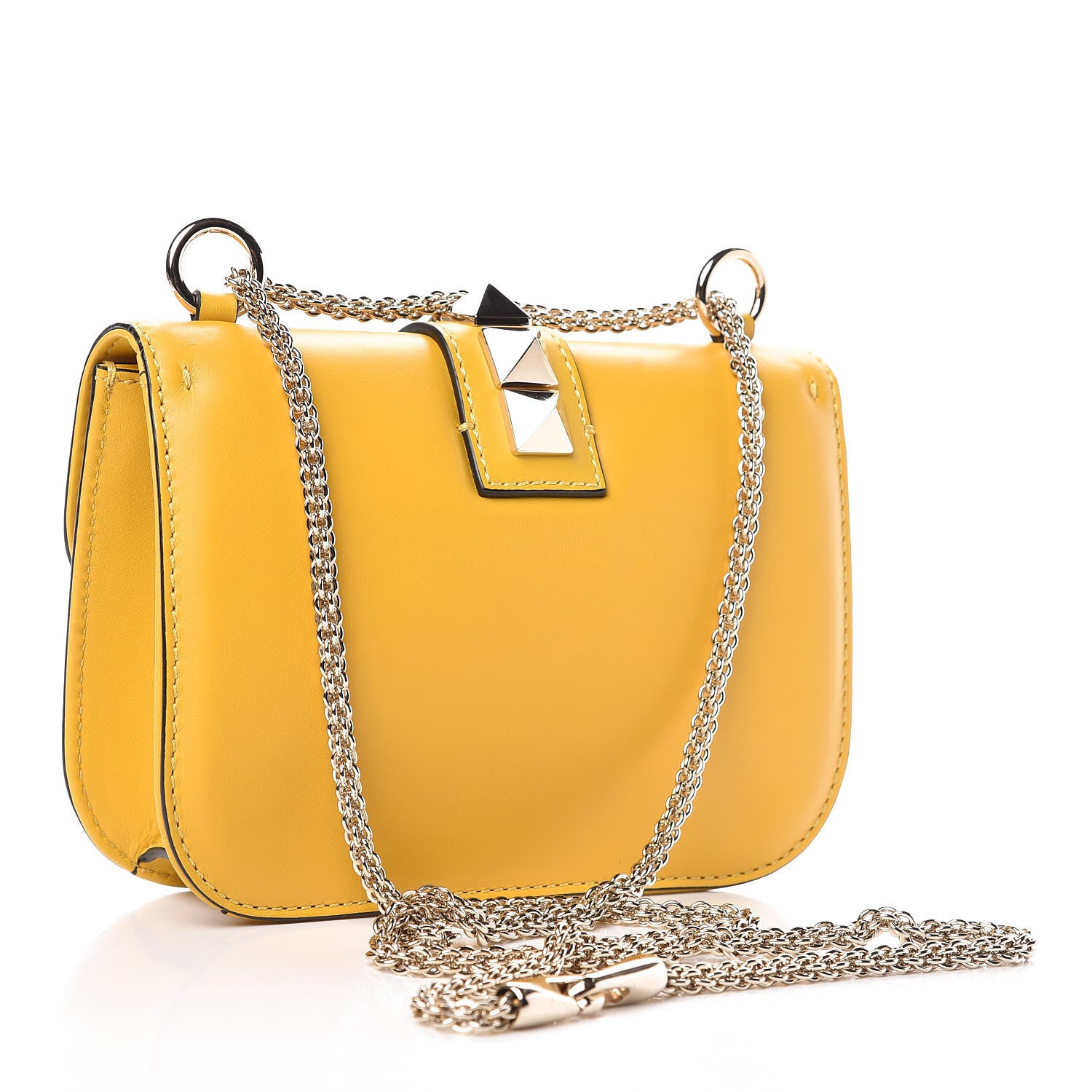 Valentino Garavani Vitello Small Glam Lock Rockstud Flap Naples Yellow 3 of 7