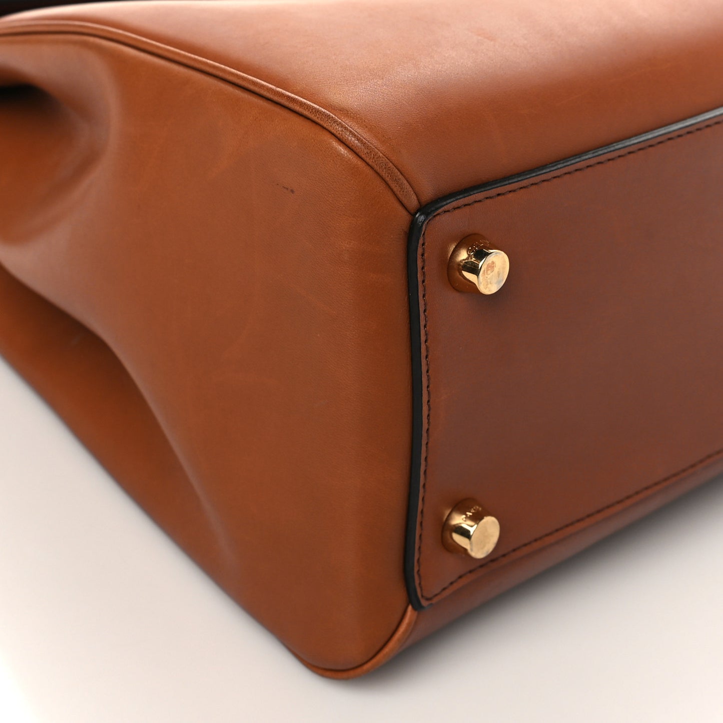 Satinated Calfskin Medium 16 Top Handle Bag Tan