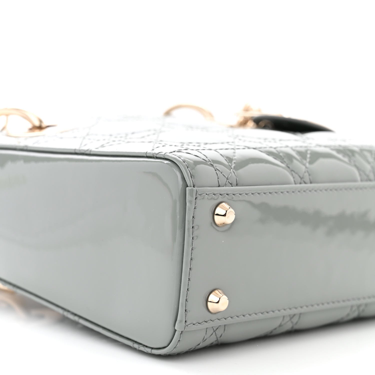 Christian Dior Patent Cannage Mini Lady Dior Grey Stone 9 of 11