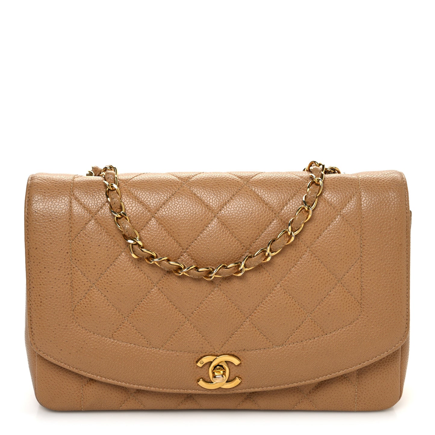 Caviar Quilted Medium Single Flap Beige