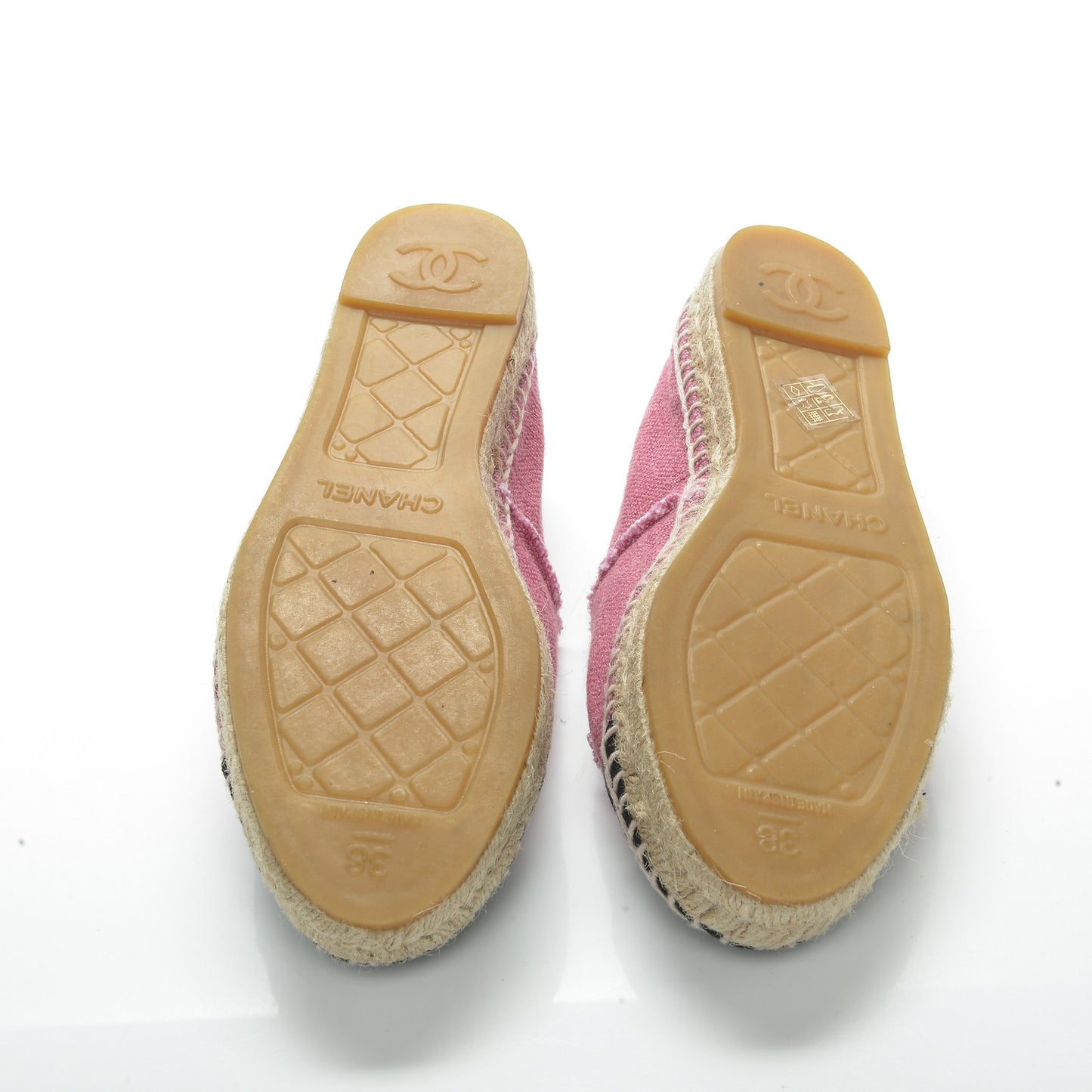 Linen CC Espadrilles 38 Pink Black